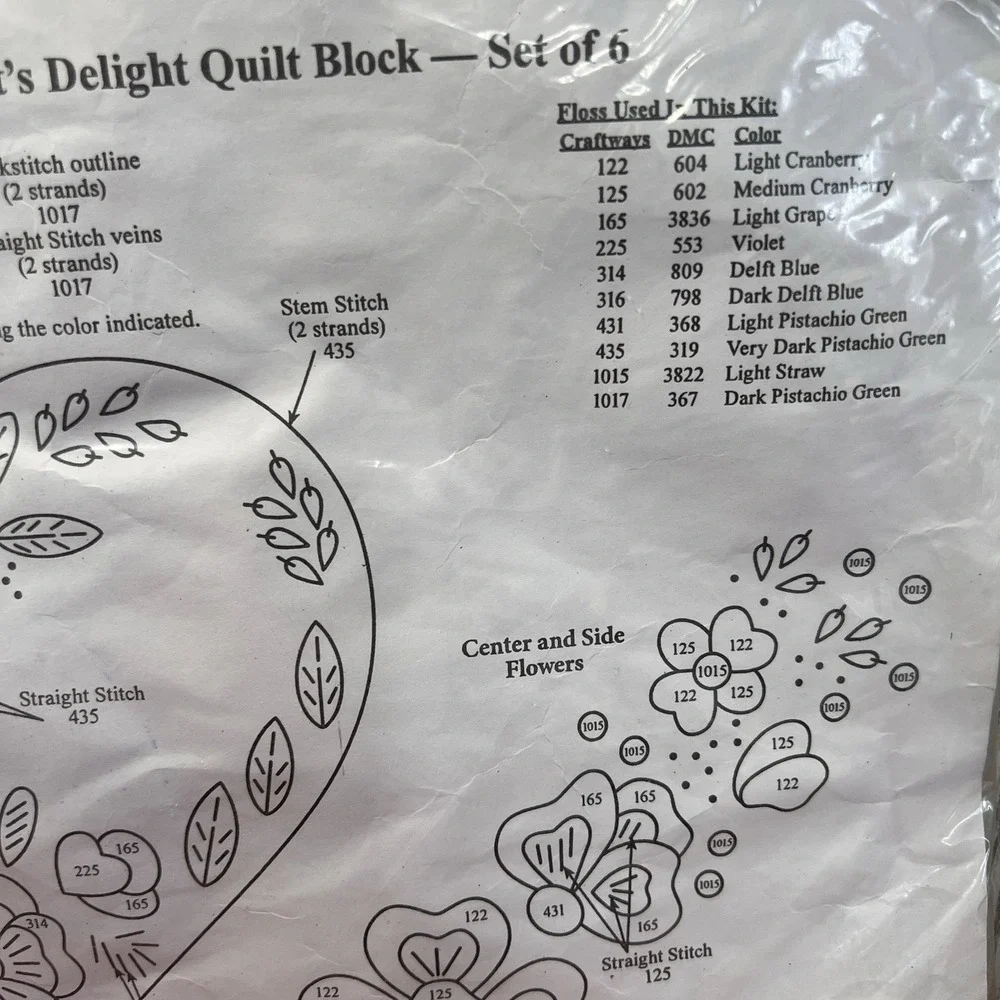 Lot‎ of 2 Herrschners Heart's Delight Quilt Block Set of 6 Needlepoint